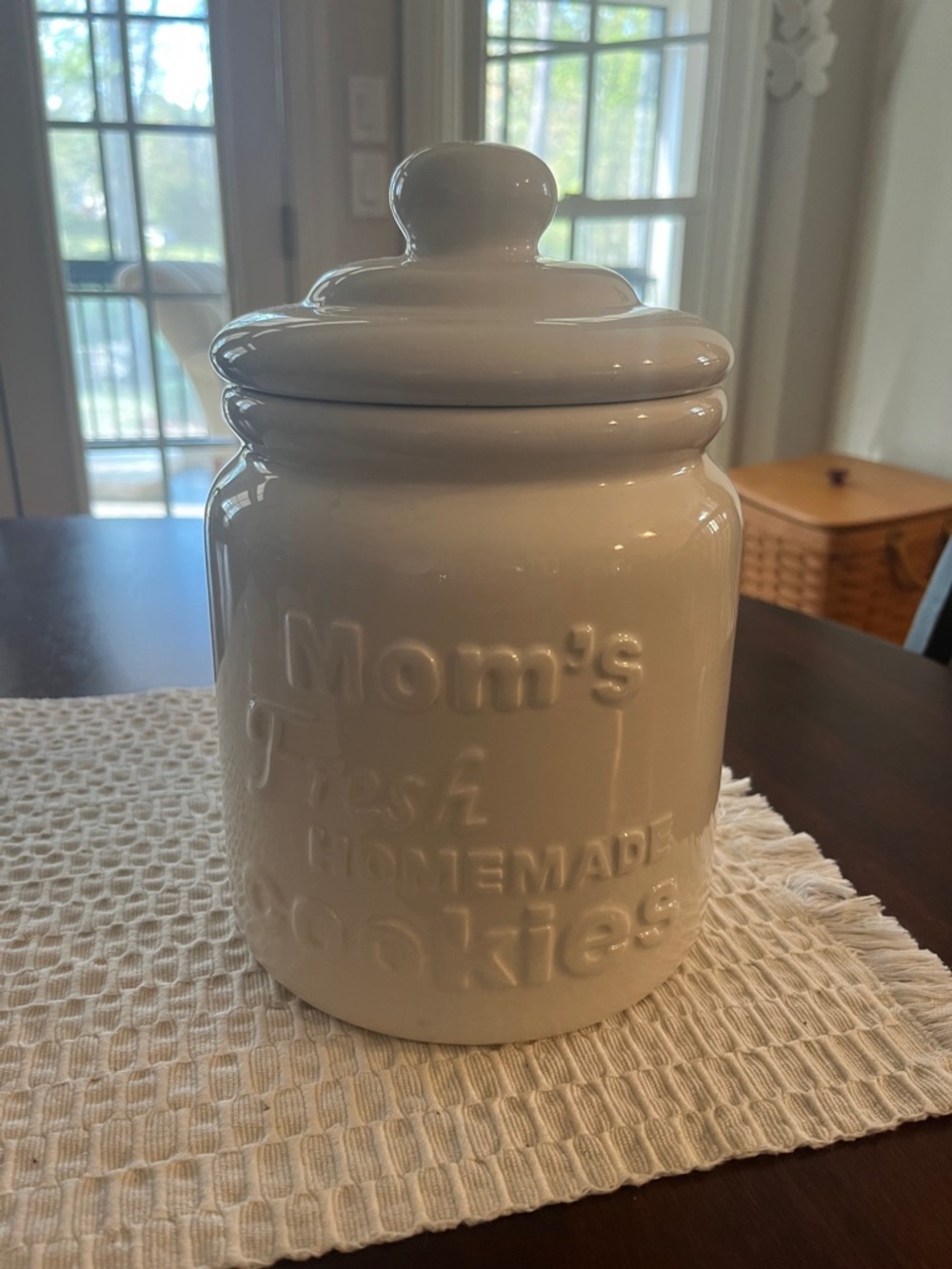 GANZ White Ceramic Cookie Canister with Lid